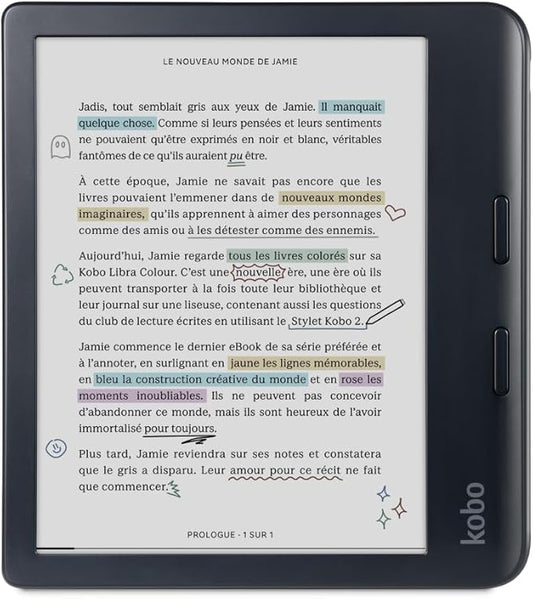 Rakuten Kobo Libra Color eReader 7 Zoll wasserdicht mit E Ink Kaleido 3 Farbdisplay, Dunkelmodus und Hörbüchern – N428-KU-BK-K-CK