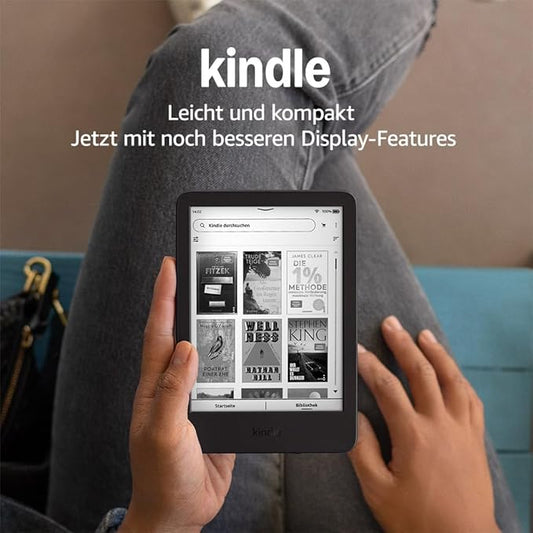 N/A Amazon Kindle (16 GB) – Leichtester Kindle mit blendfreiem 6-Zoll-Bildschirm, anpassbarem Frontlicht, 6 Wochen Akkulaufzeit, schwarz