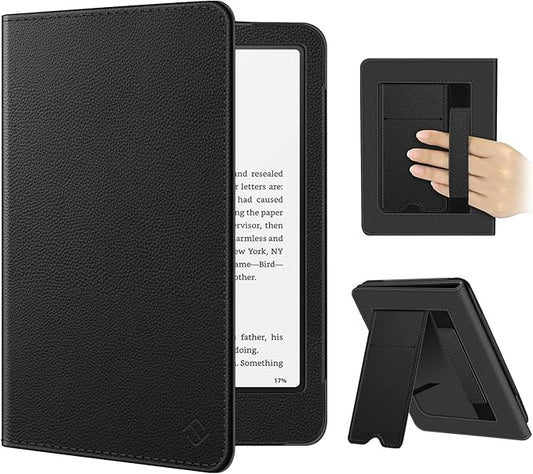 FINTIE Hülle für Kindle Paperwhite 12. Gen & Colorsoft 2024/2025, 7 Zoll mit Kickstand, Handschlaufe, Auto Sleep/Wake, Schwarz – EKAZ005